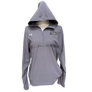 Under Armour Grey Storm 3/4 Zip up with Hood Pull Over Light‎ Athematic Top